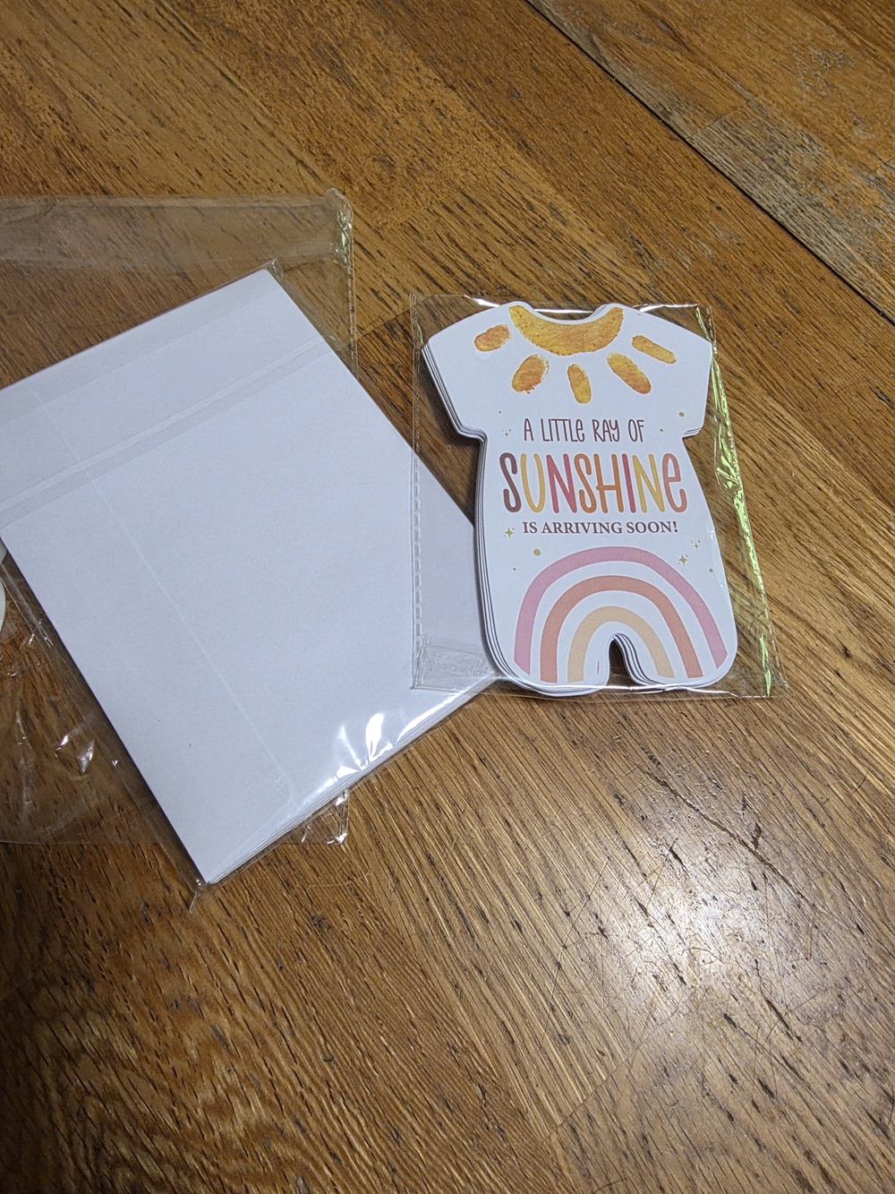 Sunshine Rainbow Baby Shower Card Set - Rainbow Onesie Design